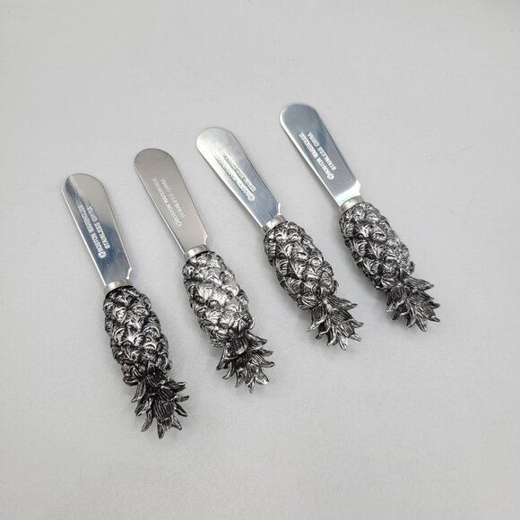 Boston Warehouse Pineapple Stainless Steel Butter Knives Spreaders Set Of 4 - Picture 2 of 4